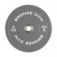 Диск олимпийский BRONZE GYM тяжелоатлетический серый 5 кг