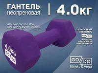 Гантель GO DO в матовой оболочке вес 4 кг  (Фиолетовый)