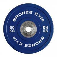 Диск олимпийский BRONZE GYM тяжелоатлетический синий 20 кг