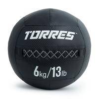 Медбол TORRES 6 кг, AL31256, ПВХ/ПУ, диаметр 35 см, черный Цвет: Черный