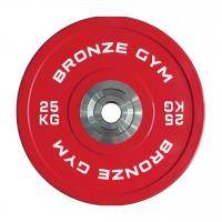 Диск олимпийский BRONZE GYM тяжелоатлетический красный 25 кг
