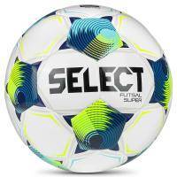 Мяч футзал. SELECT Futsal Super v26 3613471129,р.4, FIFA Quality Pro, 32п,ПУ, гибр.сш, бел-син-лимон Цвет: Белый/Синий/Лимонный
