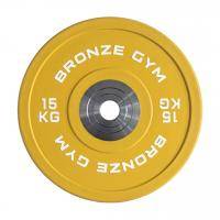 Диск олимпийский BRONZE GYM тяжелоатлетический желтый 15 кг