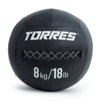 Медбол TORRES 8 кг, AL31258, ПВХ/ПУ, диаметр 35 см, черный Цвет: Черный