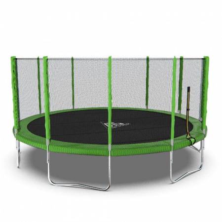 Батут DFC Trampoline Fitness 16ft наружн.сетка, св.зел. (488см)(два короба)
