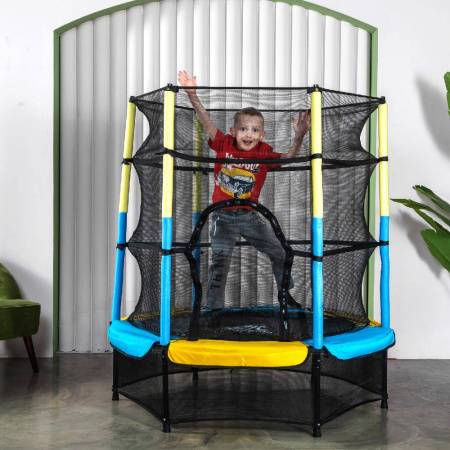 Батут DFC JUMP KIDS 55" желт/син, сетка (137см)