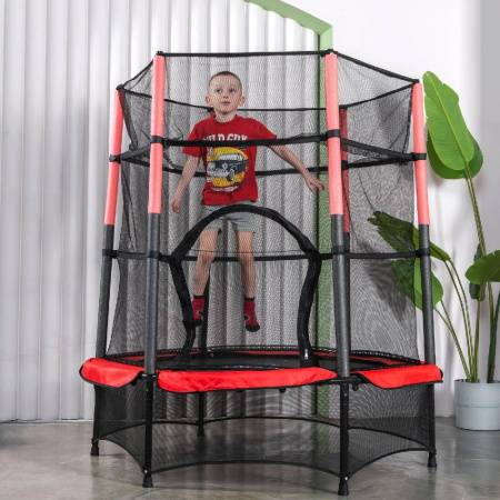 Батут DFC JUMP KIDS 55" красн/сер, сетка (137см)