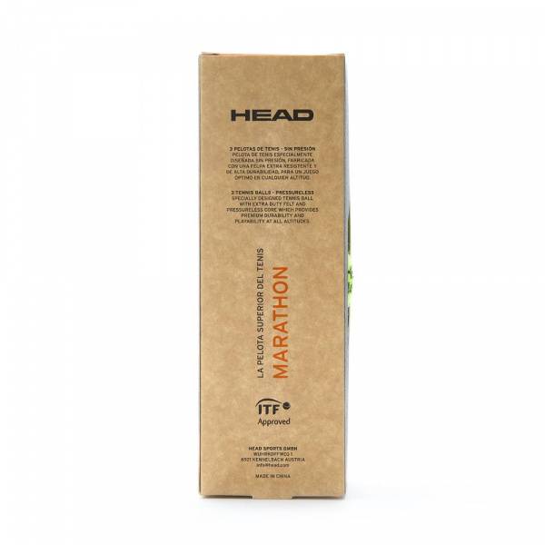 Мяч теннисный HEAD Marathon 3B, 578183, крафт. упак.3шт, без давления, фетр, нат.резина,желтый Цвет: Желтый