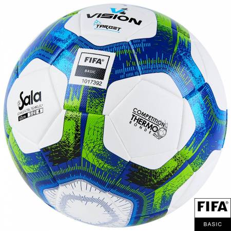 Мяч футзал. VISION Target, FS324094, FIFA Basic, р.4, 32 п. PU, 3 подкл.сл, термосшивка, бело-синий Цвет: Белый