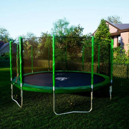 Батут DFC Trampoline Fitness 16ft наружн.сетка, св.зел. (488см)(два короба)