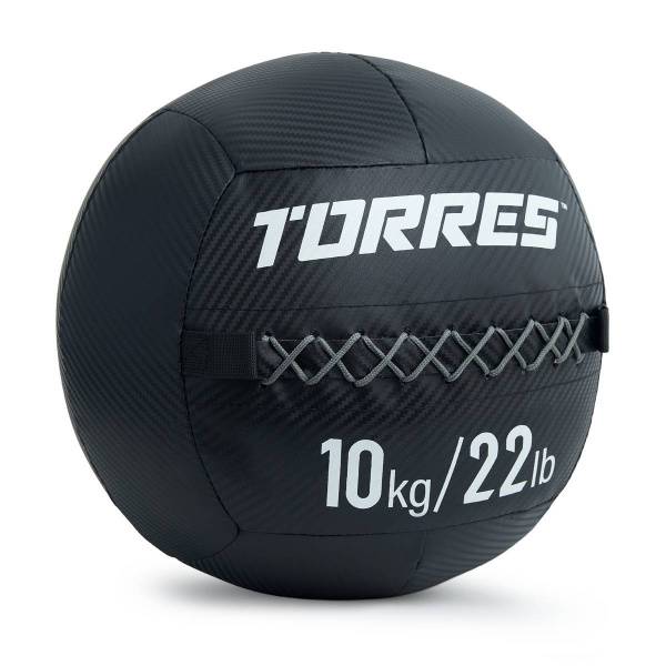 Медбол TORRES 10 кг, AL312510, ПВХ/ПУ, диаметр 35 см, черный Цвет: Черный
