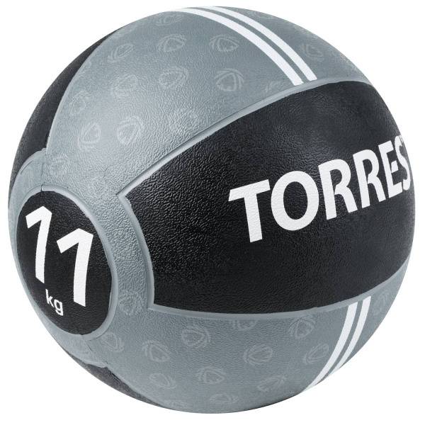 Медбол TORRES 11 кг, AL002311, резина, диаметр 27,5 см, серо-черный Цвет: Серый