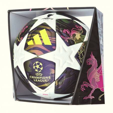 Мяч футб. ADIDAS UCL Finale PRO, JX9077,р.5, 32п, FIFA Quality PRO, ПУ, термосш, бело-фиолет Цвет: Бело-фиолетовый
