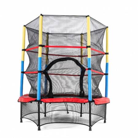 Батут DFC JUMP KIDS 55" красн/желт/син, сетка (137см)