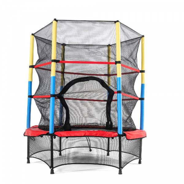 Батут DFC JUMP KIDS 55" красн/желт/син, сетка (137см)