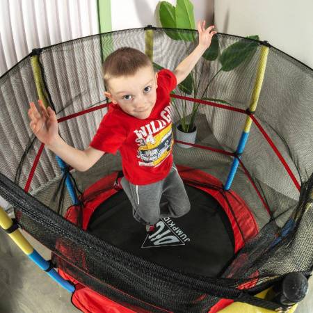 Батут DFC JUMP KIDS 55" красн/желт/син, сетка (137см)