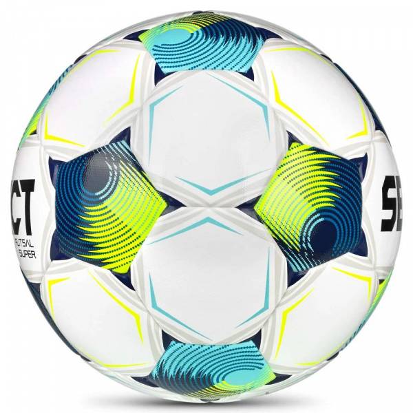 Мяч футзал. SELECT Futsal Super v26 3613471129,р.4, FIFA Quality Pro, 32п,ПУ, гибр.сш, бел-син-лимон Цвет: Белый/Синий/Лимонный