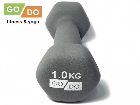 Гантель GO DO в матовой оболочке вес 1 кг  (Серый)