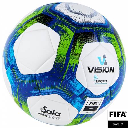 Мяч футзал. VISION Target, FS324094, FIFA Basic, р.4, 32 п. PU, 3 подкл.сл, термосшивка, бело-синий Цвет: Белый