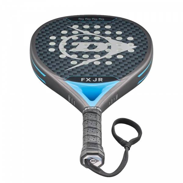 Ракетка для падела Dunlop FX Jr, 10370738, для юниоров, гибрид, графит, черно-голубой Цвет: Черный/Голубой