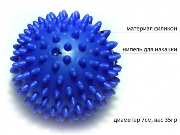 Мяч массажный надувной диаметр 7 см вес 35 г  (синий)