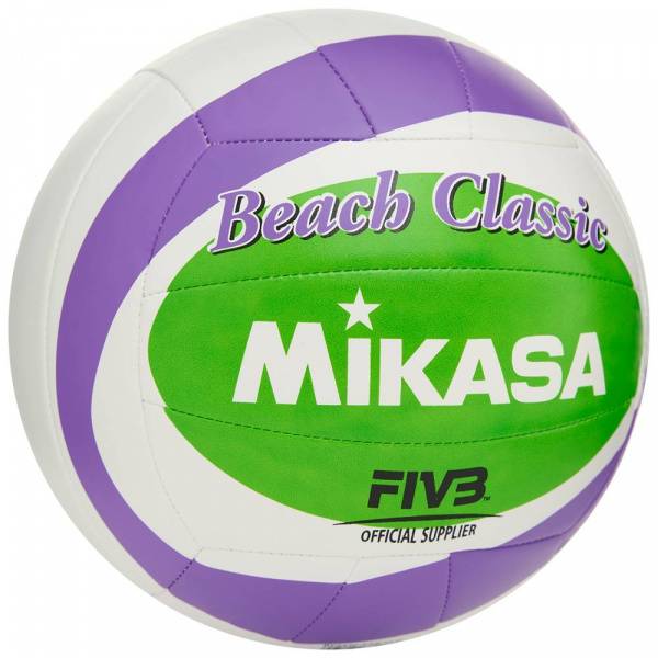 Мяч вол. пляжн. MIKASA BV543C-VXB-VLG, 18 панелей,синт.кожа (ТПУ),маш.сш., бут.кам, бело-фиол-зел Цвет: Фиолетово-зеленый
