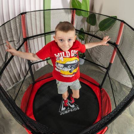 Батут DFC JUMP KIDS 55" красн/сер, сетка (137см)