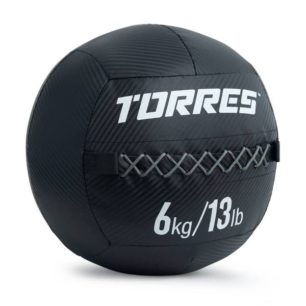 Медбол TORRES 6 кг, AL31256, ПВХ/ПУ, диаметр 35 см, черный Цвет: Черный