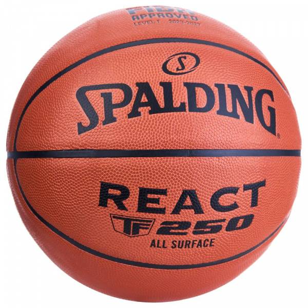 Мяч баск. SPALDING TF-250 React 76968z, р.6, FIBA Approved, композит. кожа (ПУ), коричнево-черный Цвет: Коричневый