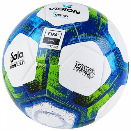 Мяч футзал. VISION Target, FS324094, FIFA Basic, р.4, 32 п. PU, 3 подкл.сл, термосшивка, бело-синий Цвет: Белый
