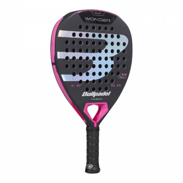 Ракетка для падела BULLPADEL Wonder 27, 497250, для продв.игроков, стекловолокно, карбон, черно-роз Цвет: Черно-розовый