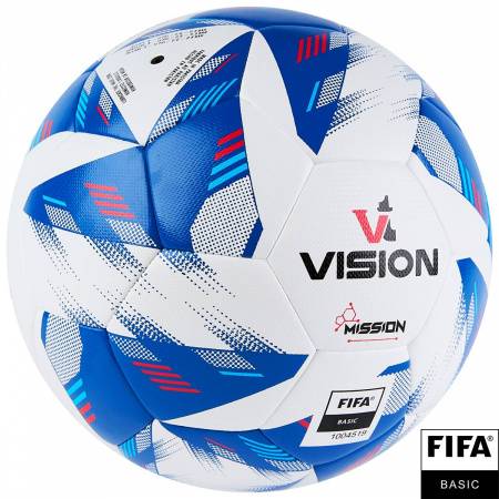 Мяч футб. VISION Mission, FV324075,р.5, FIFA Basic,PU, 32 пан, гибрид. сшив.,бел-синий Цвет: Белый