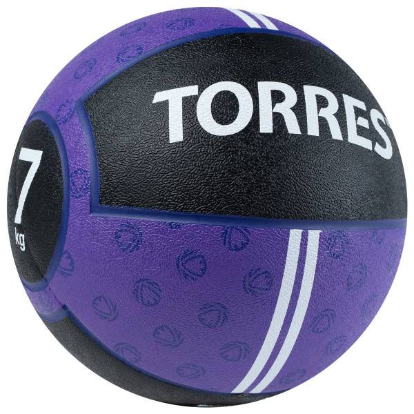 Медбол TORRES 7 кг, AL00237, резина, диаметр 25,4 см, фиолетово-черный Цвет: Фиолетовый