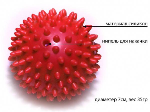 Мяч массажный надувной диаметр 7 см вес 35 г  (красный)