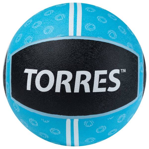 Медбол TORRES 5 кг, AL00235, резина, диаметр 25,4 см, черно-голубой Цвет: Голубой