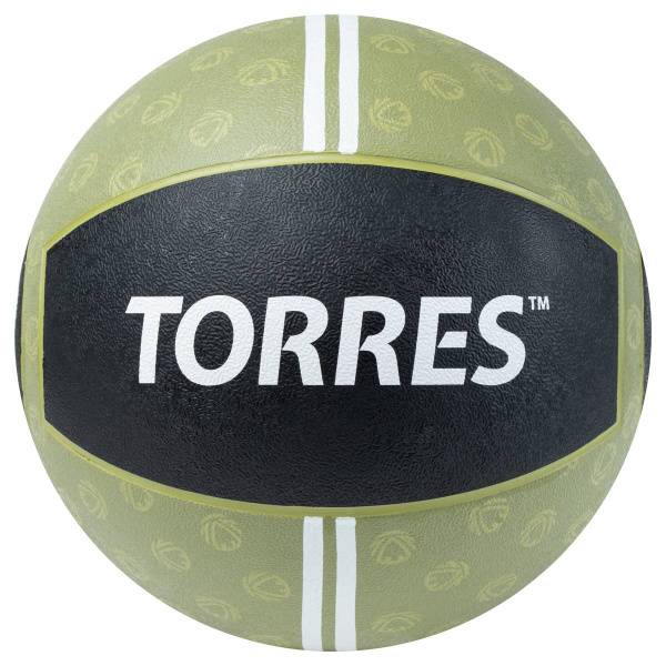 Медбол TORRES 9 кг, AL00239, резина, диаметр 27,5 см, хаки-черный Цвет: Хаки