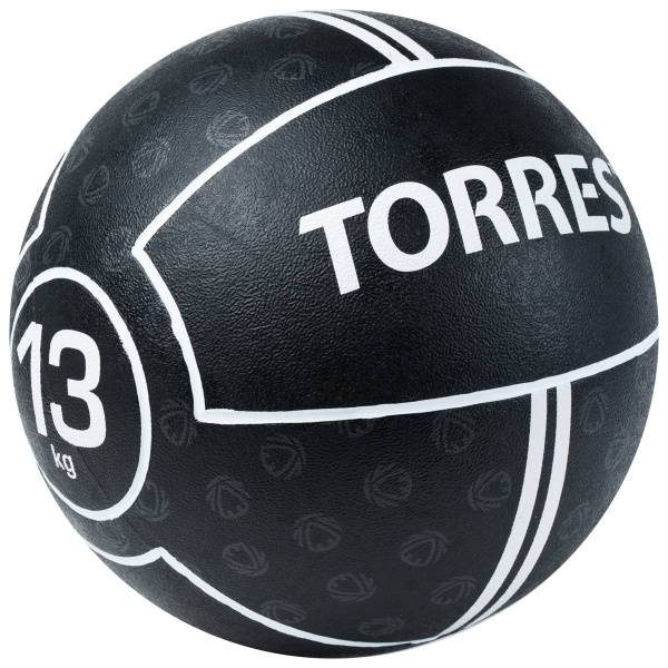 Медбол TORRES 13 кг, AL002313, резина, диаметр 27,5 см, черно-белый Цвет: Черный