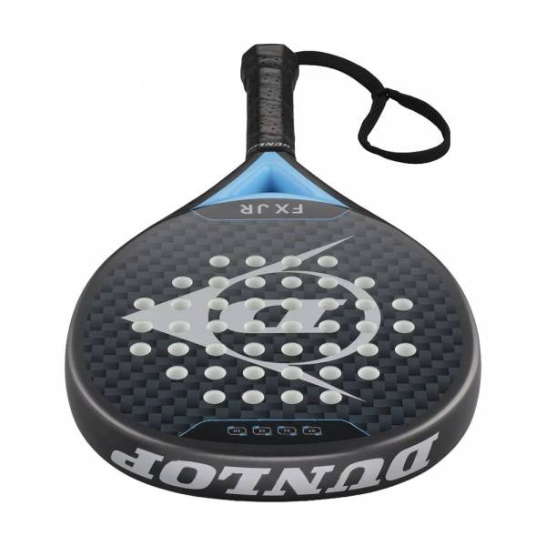 Ракетка для падела Dunlop FX Jr, 10370738, для юниоров, гибрид, графит, черно-голубой Цвет: Черный/Голубой